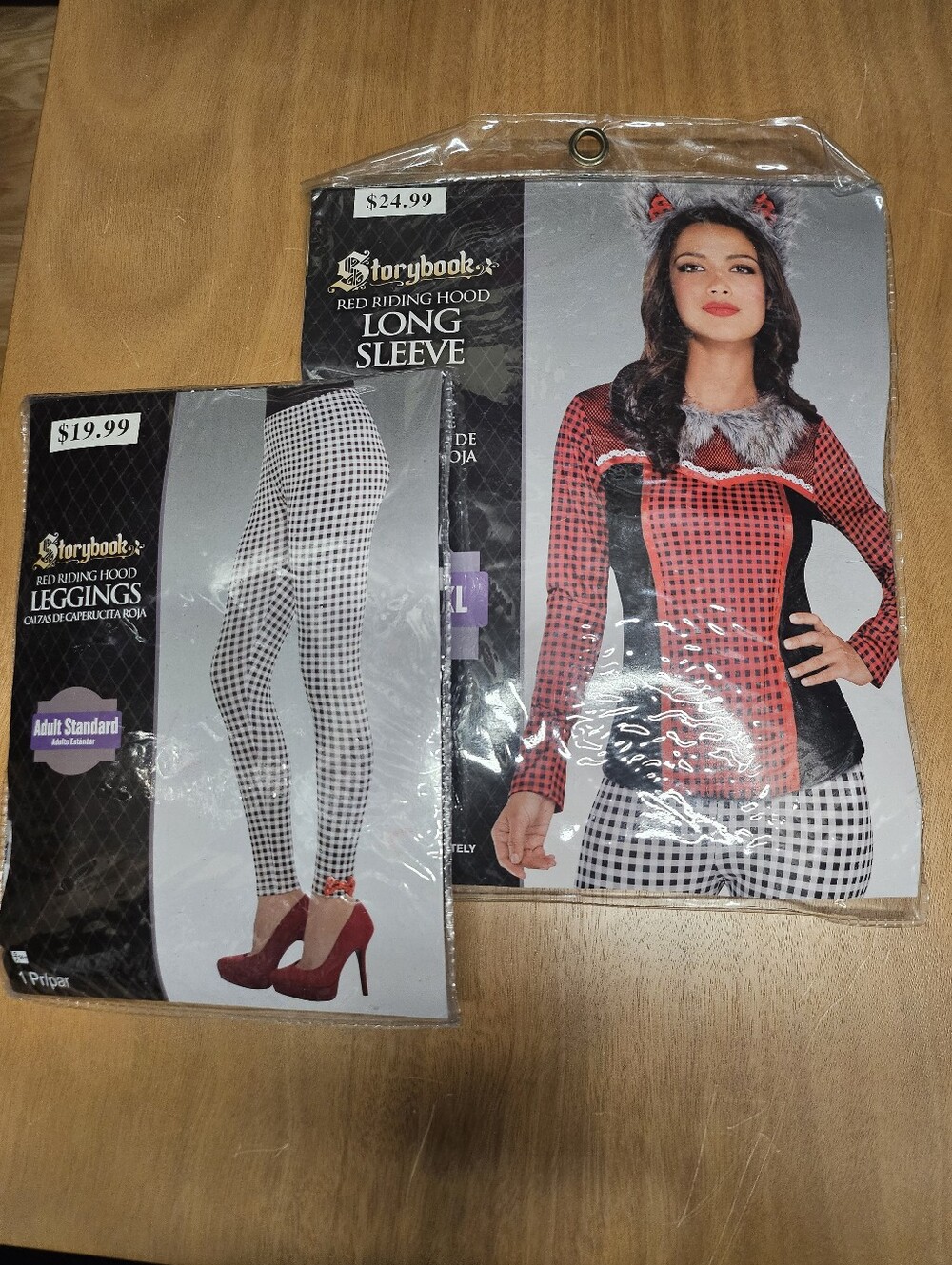 Storybook Red Riding Hood Women's Long Sleeve Top & Black & White Check Leggings